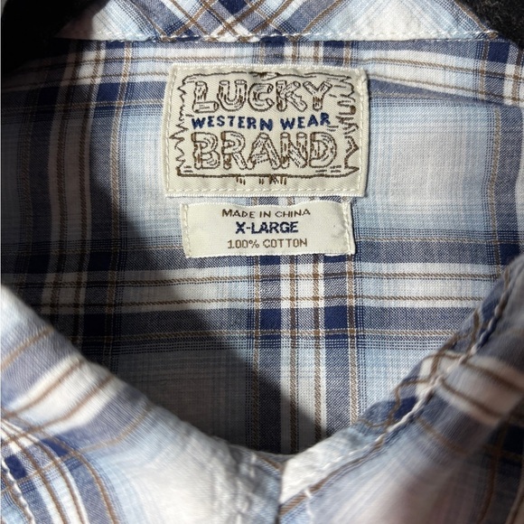 Lucky Brand Classic Western pearl snap Short Sleeve Shirt Size XL - Picture 4 of 5